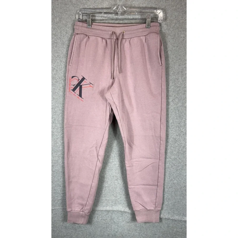 Calvin Klein Jogger Pants Womens XS Mauve Pink CK Logo Sweatpants Comfy Casual